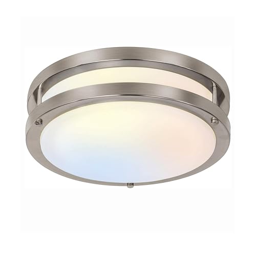 hykolity 10 inch Flush Mount LED Ceiling Light Fixture, 17W 1100lm, 2700K/3000K/3500K/4000K/5000K Adjustable Ceiling Lights, Brushed Nickel Saturn Dimmable Lighting for Hallway Bathroom or Kitchen - Image 1