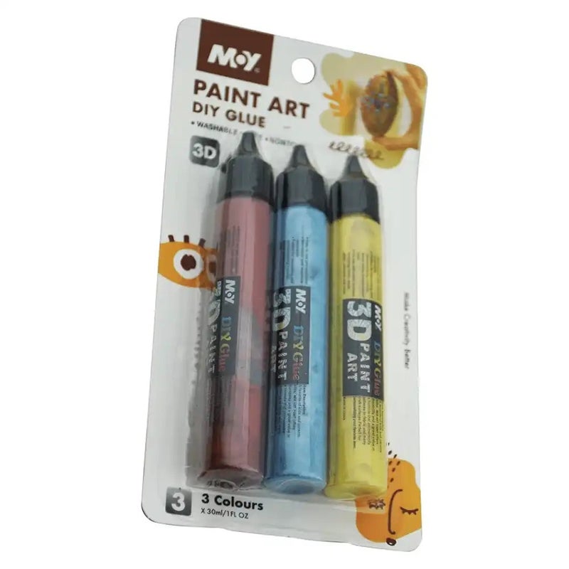 My 3D Paint Art Glittery DIY Glue Washable in 3 Assorted Colors- 3X30ml