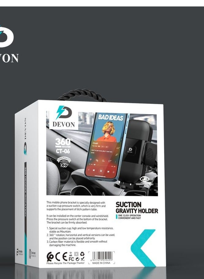 Devon Car Phone Stand with Strong Heat Resistant Suction Cup 360 Degree Rotation Car Mobile Phone Holder for Daily Use and Travel - Image 3