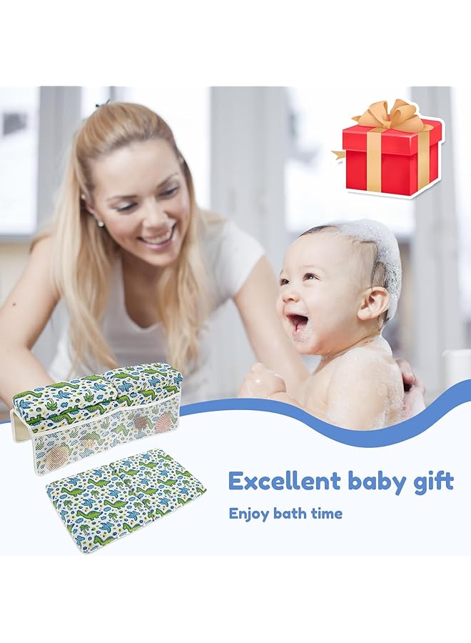 Azonee Baby Bath Kneeler And Elbow Rest Pad Set Baby Bathtub Kneeling Pad Waterproof Bathtub Elbow Support Pad With 4 Side Pockets For Baby Bathing Quick Drying Kneeling Cushion (Green) - Image 4