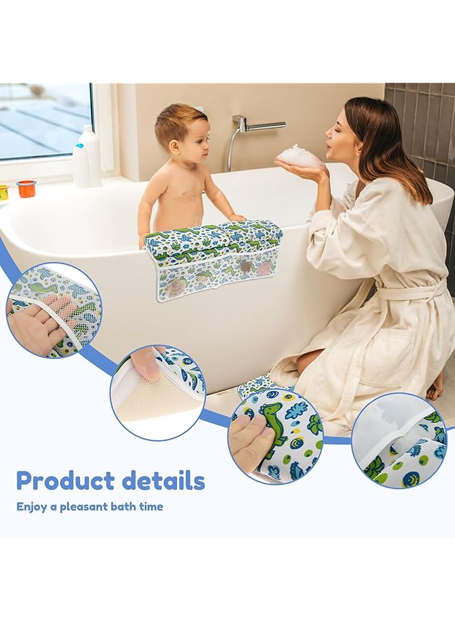 Azonee Baby Bath Kneeler And Elbow Rest Pad Set Baby Bathtub Kneeling Pad Waterproof Bathtub Elbow Support Pad With 4 Side Pockets For Baby Bathing Quick Drying Kneeling Cushion (Green) - Image 3