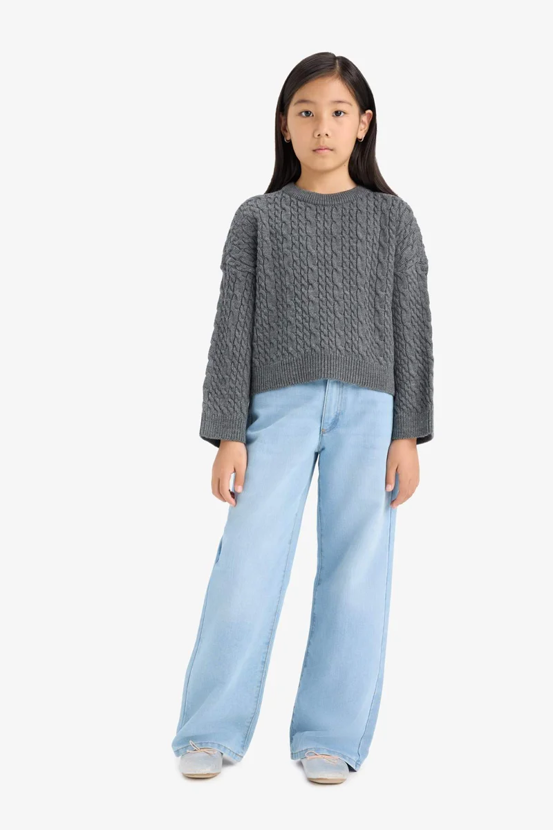 ديفاكتو Girl Standard Fit Crew Neck Pullover