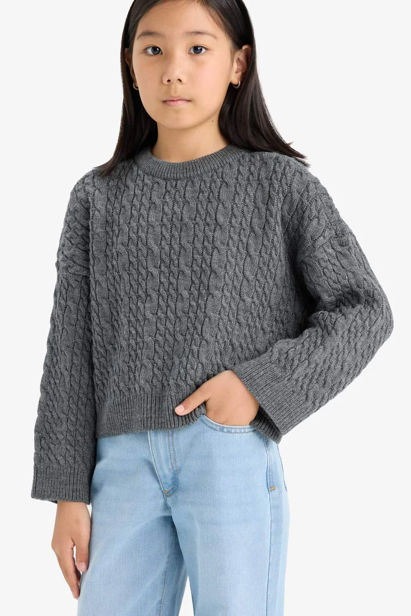ديفاكتو Girl Standard Fit Crew Neck Pullover