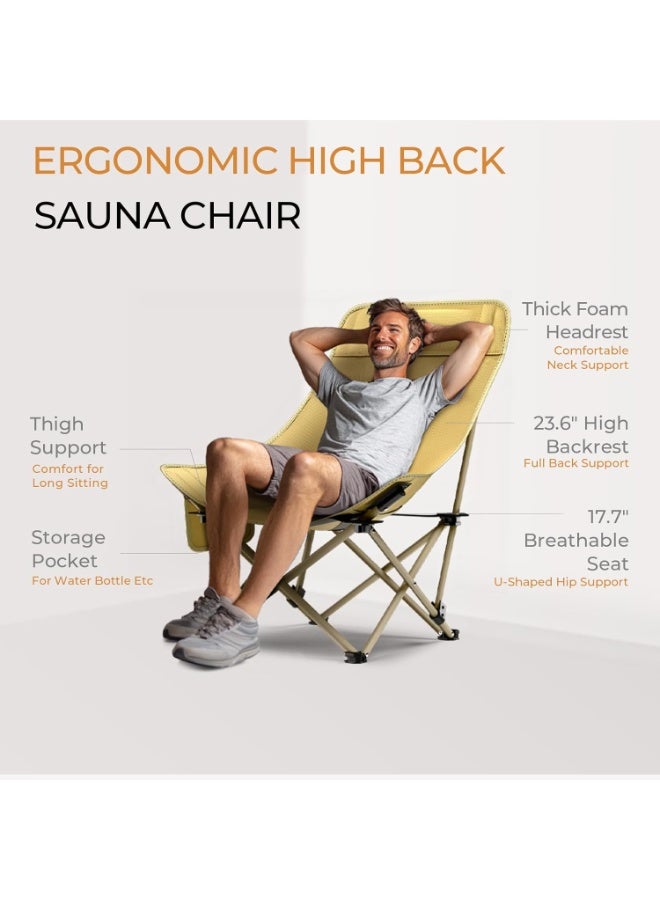 Kimaya Portable Folding Camping Chair with Full Body Support for Sauna, Ergonomic High Back Camping Chair with Breathable Seat, Hold 300 LBS for Outdoor, Home Sauna Box, Fishing, Beach (Forest Green) - Image 2