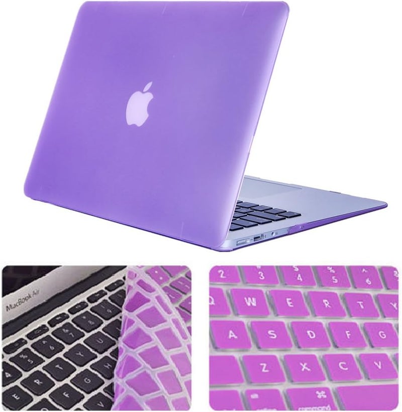 سيفن لاين متوافق مع غطاء Macbook Air 13 بوصة غير لامع حريري ناعم الملمس صلب لـ Macbook Air 13.3" موديل A1369/A1466 مع غطاء لوحة مفاتيح تخطيط EU، أرجواني فاتح - Image 1