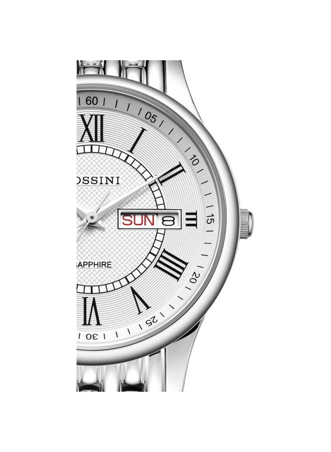 ROSSINI Men'S Watch, Valentine'S Day Gift, Quartz Watch, White Dial, Steel Strap, Chinese Brand, Ultra-Thin, Water-Resistant, 6355 - Image 2