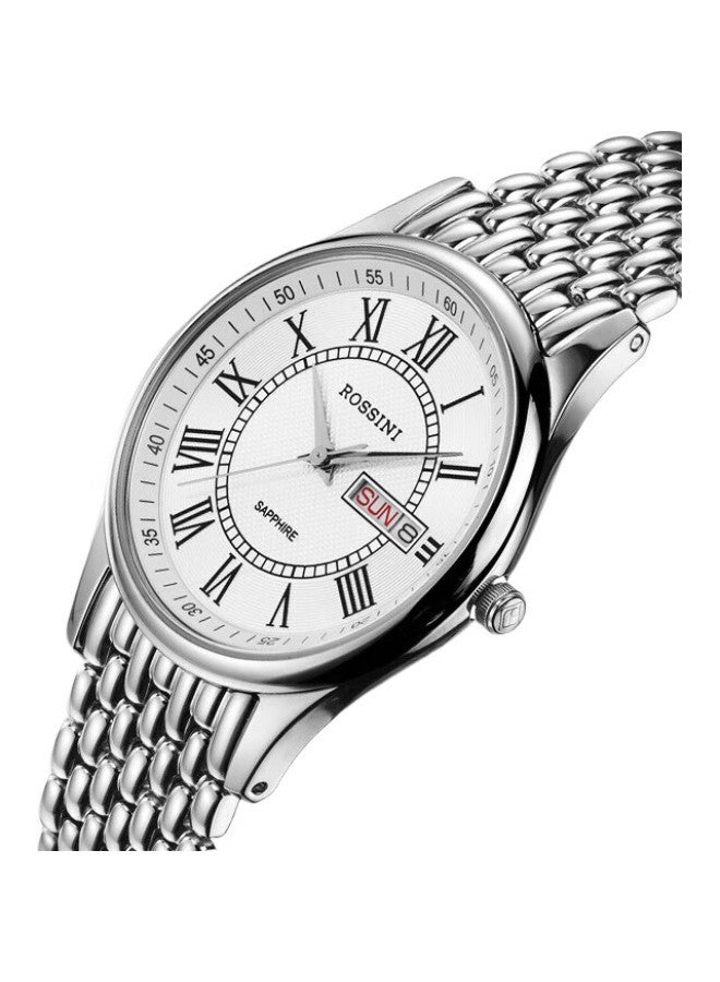 ROSSINI Men'S Watch, Valentine'S Day Gift, Quartz Watch, White Dial, Steel Strap, Chinese Brand, Ultra-Thin, Water-Resistant, 6355 - Image 1