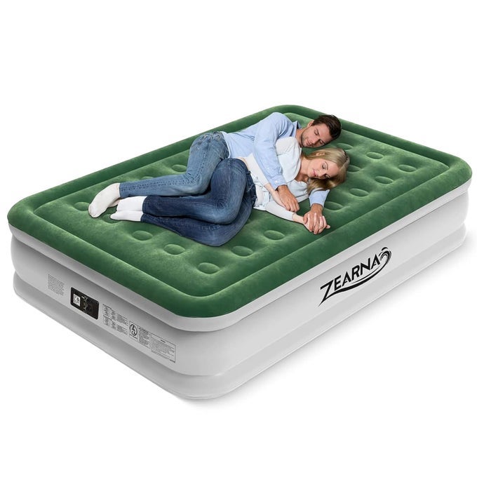 AIR MATTRESS QUEEN WITH BUILT IN PUMP UPGRADED BLOW UP BED 2 MINS QUICK SELF INFLATABLE WITH DOUBLE AIR CHAMBER 18650LBS MAX ALL NIGHT NO LOST AIR FOR CAMPINGHOMEPORTABLE TRAVEL