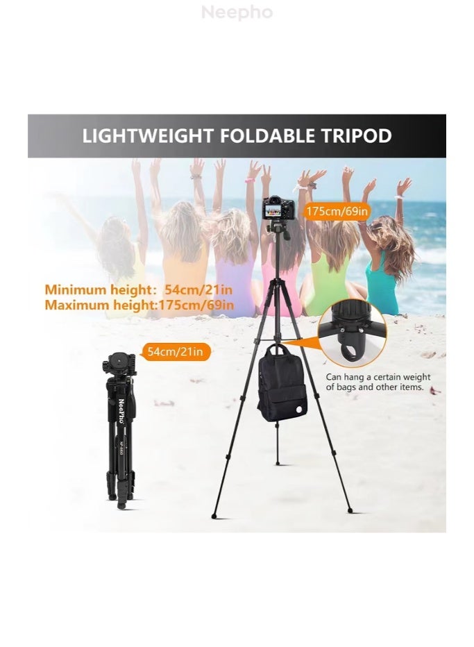 NeePho NP8850 Extendable Tripod Stand – Strong & Durable – Outdoor Live Selfie Camera Phone Floor Stand – For DSLR & Smartphones - Image 4