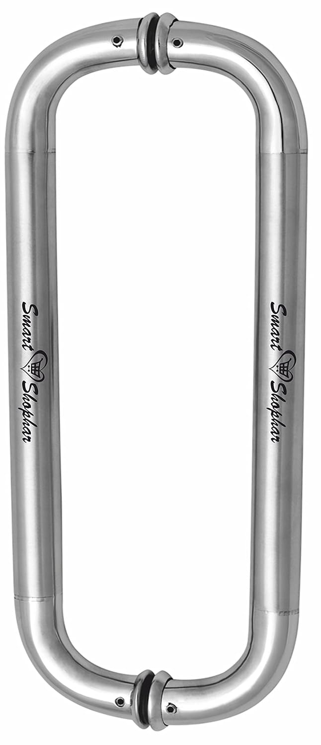 SMART SHOPHAR SMART SHOPHAR Stainless Steel Bocaro Glass Pipe Handle 18 Inche Silver Set of 1 2 Pieces Contemporary DesignQuick to InstallSuitable for Wooden Frame Glass DoorsMounting Hardware  - Image 1