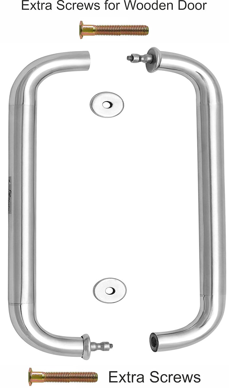 SMART SHOPHAR SMART SHOPHAR Stainless Steel Bocaro Glass Pipe Handle 18 Inche Silver Set of 1 2 Pieces Contemporary DesignQuick to InstallSuitable for Wooden Frame Glass DoorsMounting Hardware  - Image 4