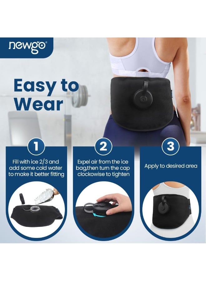 Newgo De Cooling Back Pad Abdominal and Back Cooling Belt for Back Pain and Injuries Relief Ice Pack for Hot or Cold Compresses Reusable Heating Belt Leakproof Black - Image 4