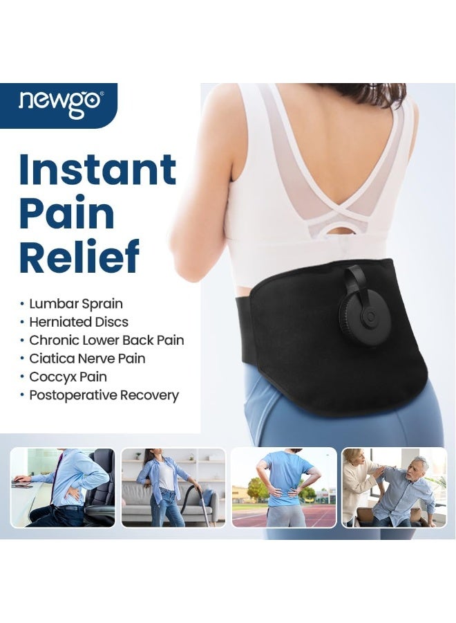 Newgo De Cooling Back Pad Abdominal and Back Cooling Belt for Back Pain and Injuries Relief Ice Pack for Hot or Cold Compresses Reusable Heating Belt Leakproof Black - Image 3