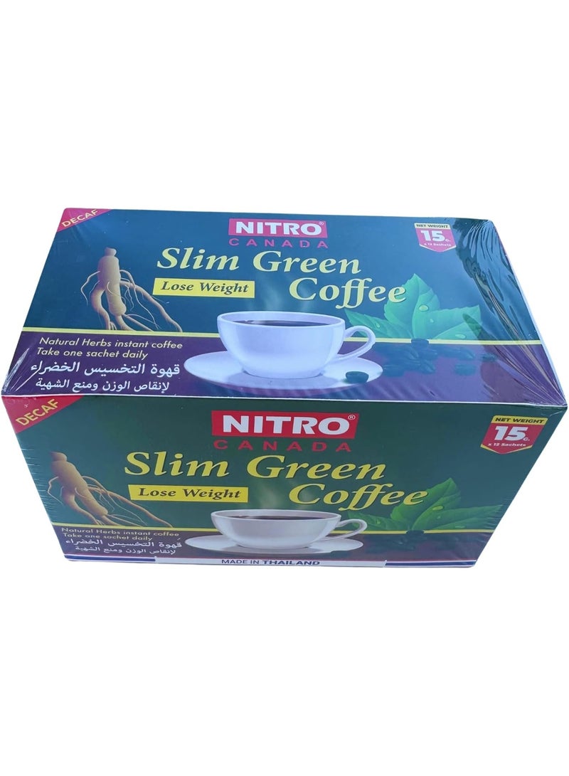 Nitro Canada Slimming Green Coffee 15g x 12 Sachets – Green Coffee Drink for Weight Management Support - Image 2