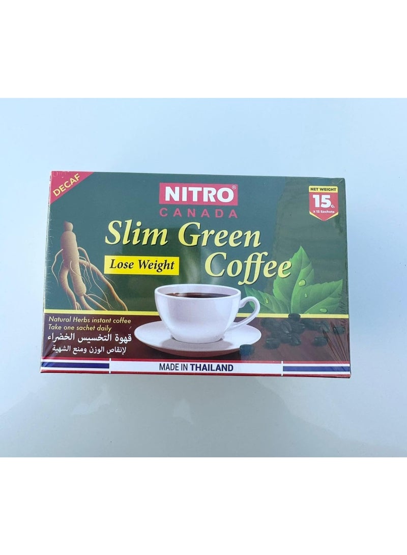 Nitro Canada Slimming Green Coffee 15g x 12 Sachets – Green Coffee Drink for Weight Management Support - Image 1