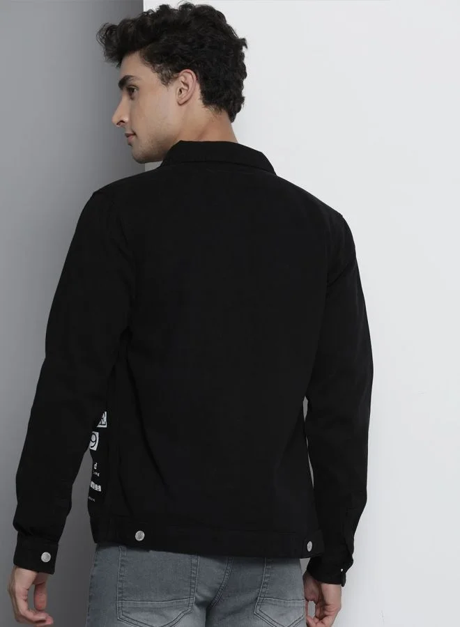 The Indian Garage Co The Indian Garage Co Men Slim Fit Printed Round Neck Long Sleeves Jacket