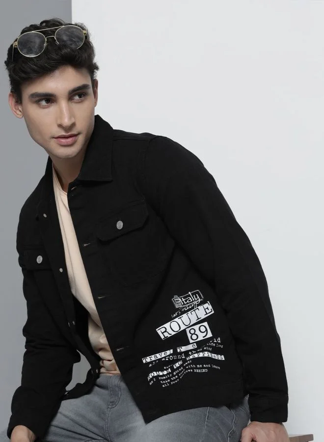 The Indian Garage Co The Indian Garage Co Men Slim Fit Printed Round Neck Long Sleeves Jacket