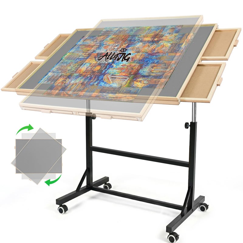 ALL4JIG 1500 Pieces Puzzle Table with Legs and Wheels, Wooden Jigsaw Puzzle Table with 4 Drawers & Cover,Upgraded Stability & Optimized Lightweight Design,Vertical Placement Option - Image 1