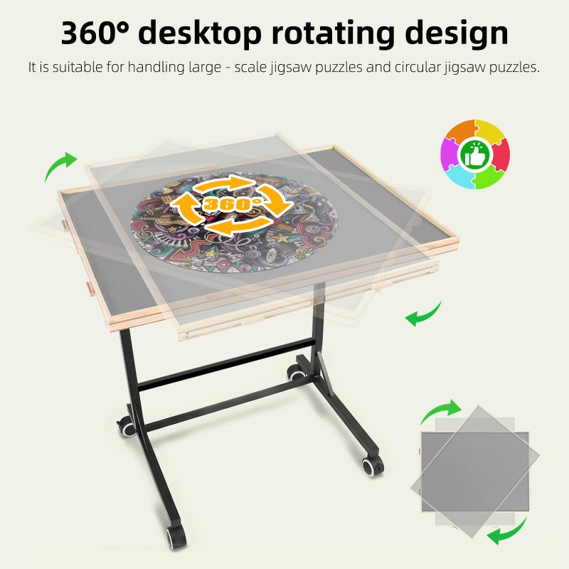 ALL4JIG 1500 Pieces Puzzle Table with Legs and Wheels, Wooden Jigsaw Puzzle Table with 4 Drawers & Cover,Upgraded Stability & Optimized Lightweight Design,Vertical Placement Option - Image 5