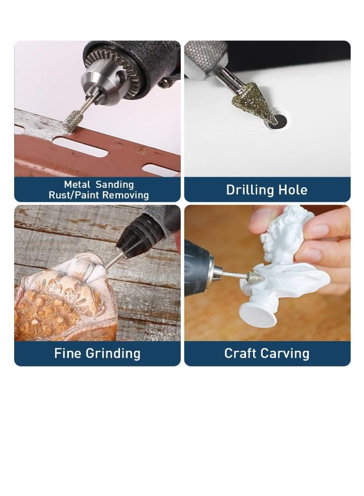 Yakumuz Diamond Grinding Burr Bit Set，Yakumuz 20Pcs Rotary Tool Accessories Stone Carving Set with 1/8 inch Shank for Stone Ceramic Glass Carving, Grinding, Polishing, Engraving, Sanding - Image 5