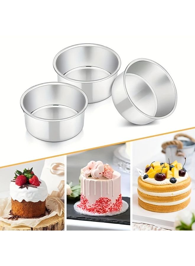 GOXAWEE 3 Piece Stainless Steel Cake Pan Set 4 Inch 6 Inch Round Nonstick Bakeware - Image 2