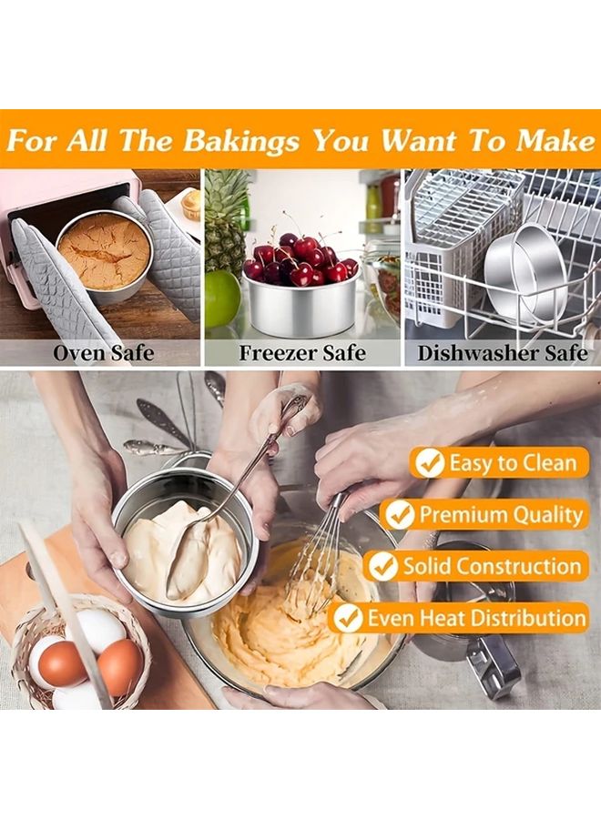 GOXAWEE 3 Piece Stainless Steel Cake Pan Set 4 Inch 6 Inch Round Nonstick Bakeware - Image 5