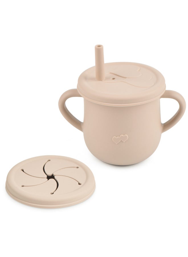 Food Grade Silicone Children's Snack Cup Fall-resistant Portable Binaural Handle With Baby Sippy Cup Silicone Drinking Cup