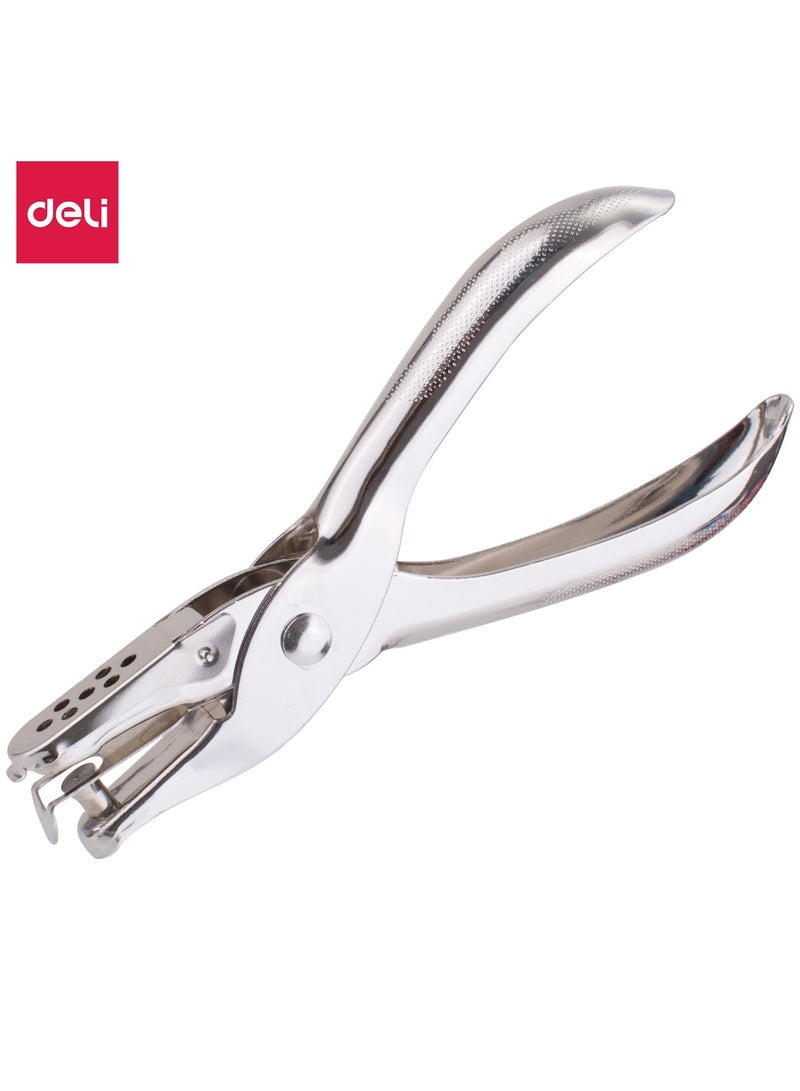 Deli E0114 One-Hole Punch Silver 8-Sheet Capacity 6mm Office Hole Puncher - Image 1