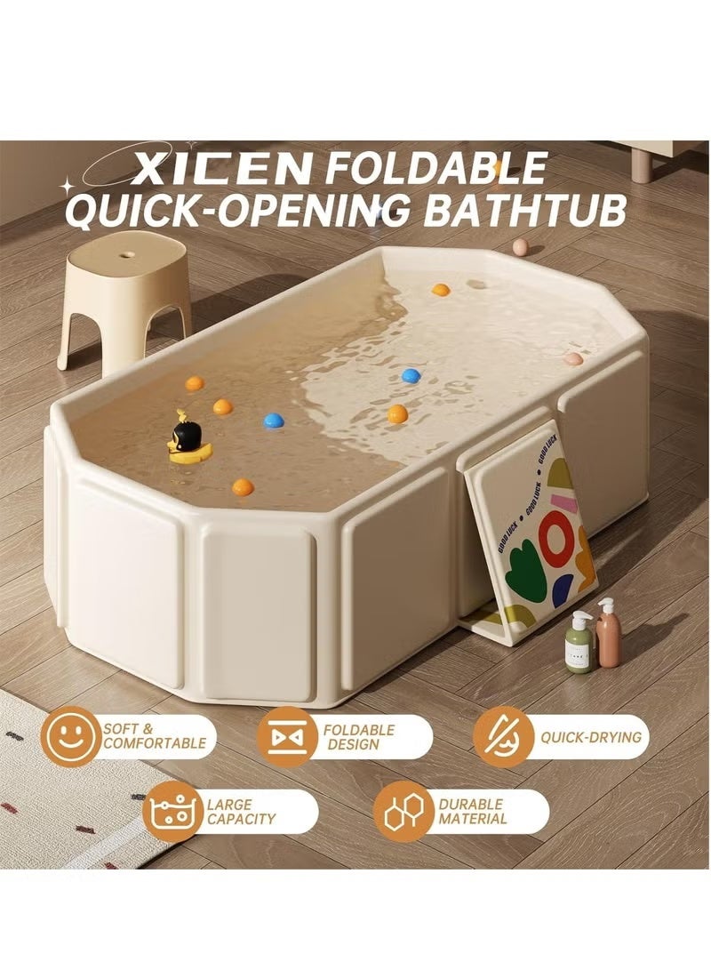 حوض استحمام قابل للطي للأطفال، حوض استحمام للأطفال بقاعدة مانعة للانزلاق، مع نظام ترموستاتي، مناسب للأعمار من 0 إلى 5 سنوات، ضروري للسفر، للاستخدام الداخلي/الخارجي، سهل التخزين - Image 2