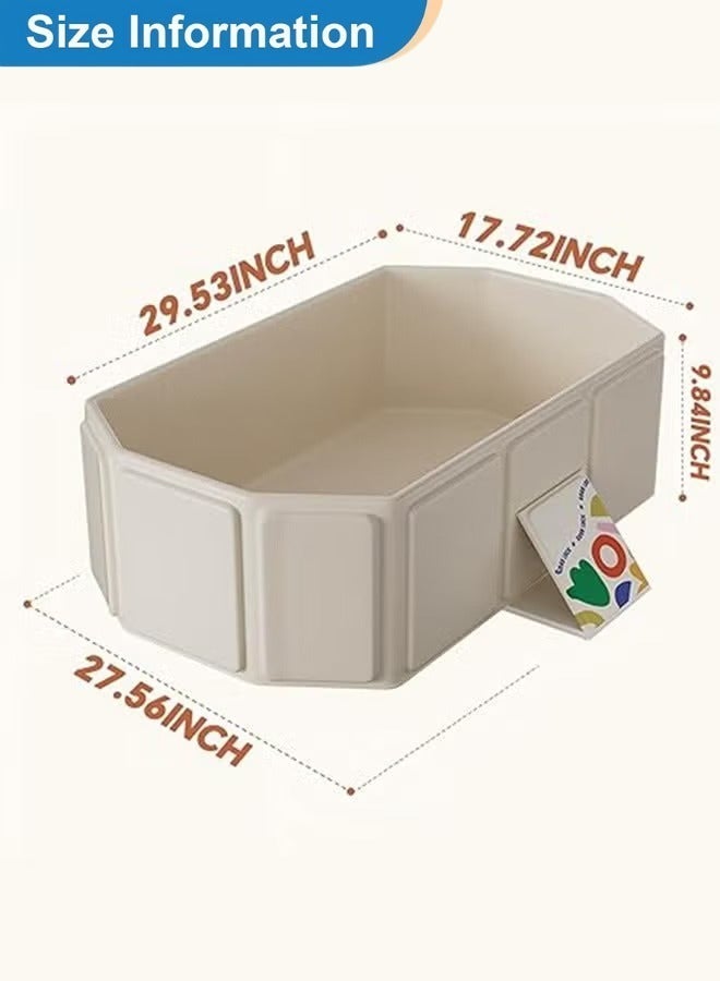 حوض استحمام قابل للطي للأطفال - سهل التنظيف والتركيب، مثالي للحمامات الصغيرة والسفر، مناسب للأطفال من عمر 0 ​​إلى 5 سنوات، تصميم موفر للمساحة باللون البيج (75 × 45 × 25 سم) - Image 2