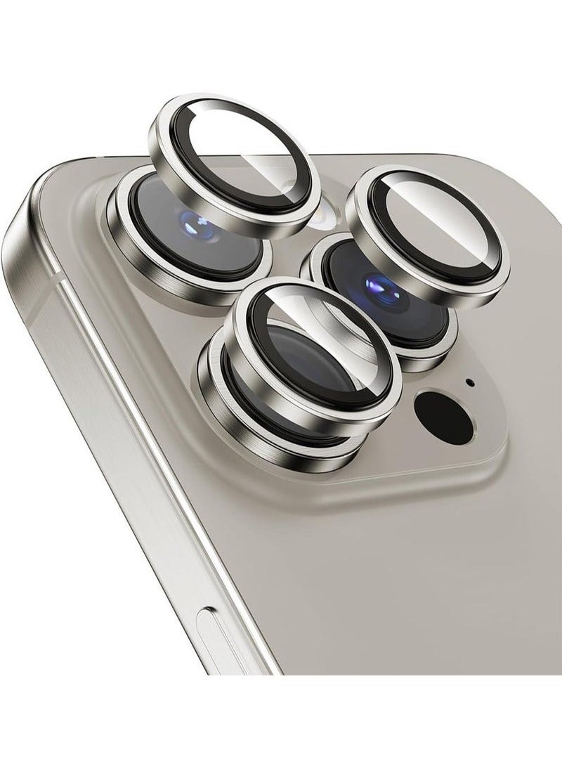 wexon Camera Lens Protector for iPhone 15 Pro , 9H Hardness Tempered Glass Single Ring Cover, HD Clear, No Impact on Photography Quality, 3 Pack - Natural titanium  - Image 1