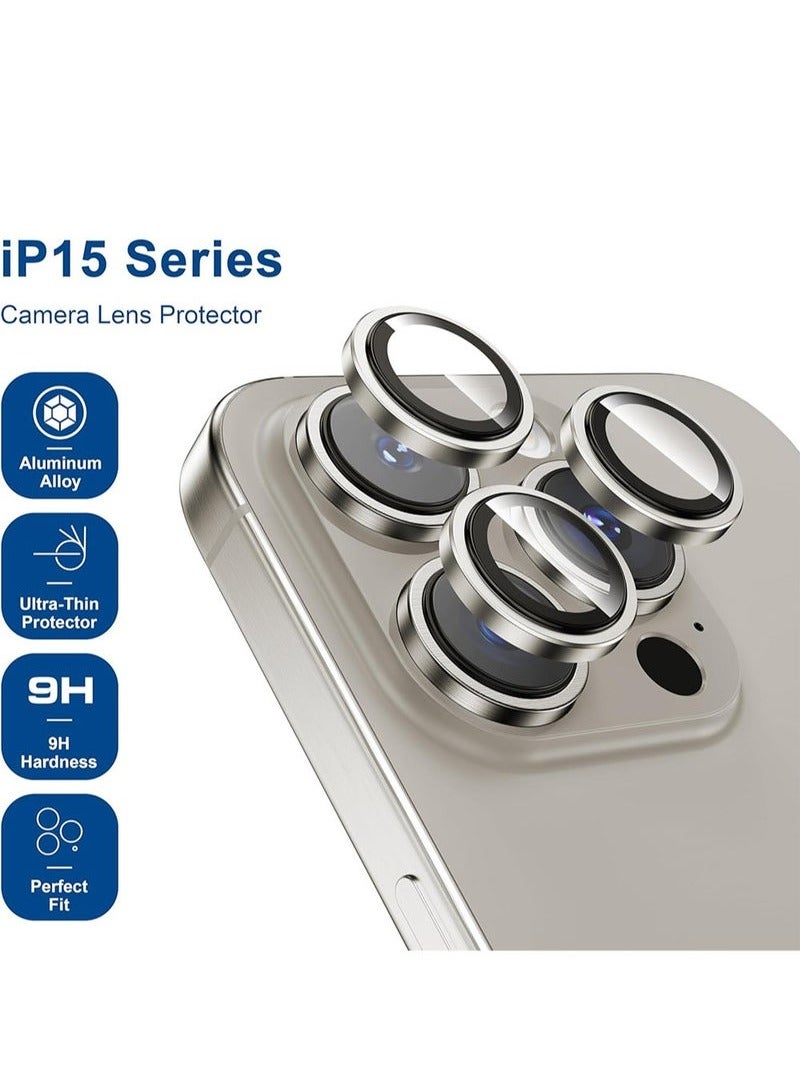 wexon Camera Lens Protector for iPhone 15 Pro , 9H Hardness Tempered Glass Single Ring Cover, HD Clear, No Impact on Photography Quality, 3 Pack - Natural titanium  - Image 3
