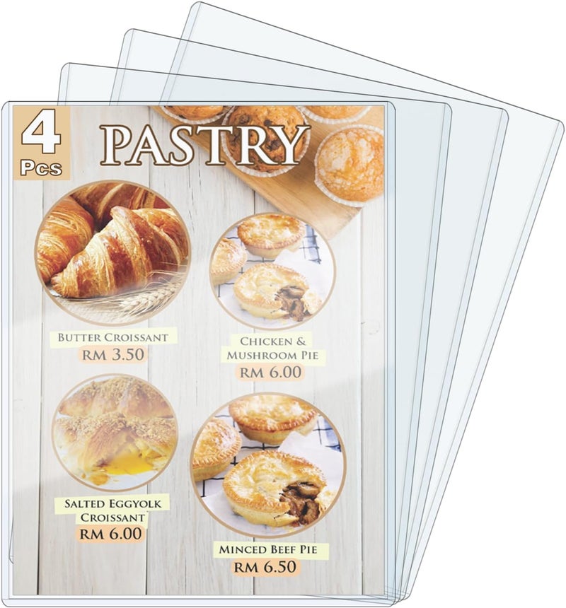 ELEMGULY Rigid Print Protectors, 4 Pack 8.5 x 11'' Plastic Rigid Paper Page Protectors, Clear Page Sheet Protectors, Hard Paper Page Sleeves for Document, Paper, Picture, Photo - Image 1