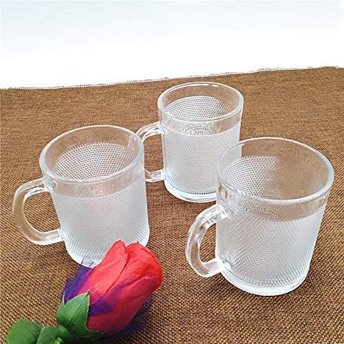 BLISS START Glass Tea Cups Set Mugs Tea Crystal Clear with HandleTea Milk Hot and Cold Drinks Mug Kitchen Dining Tableware Dinnerware Set Pack of 6 300 ML - Image 2