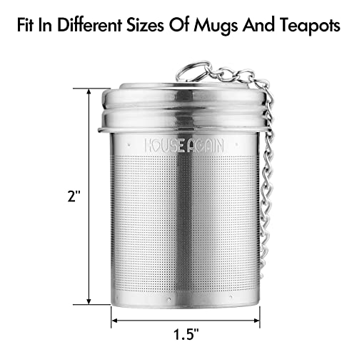 House Again Tea Infuser (2 Pack with Scoop), Extra Fine Mesh Tea Infusers for Loose Tea, 18/8 Stainless Steel Tea Strainer with Extended Chain Hook, Tea Steeper for Brew Tea, Spices & Seasonings - Image 3