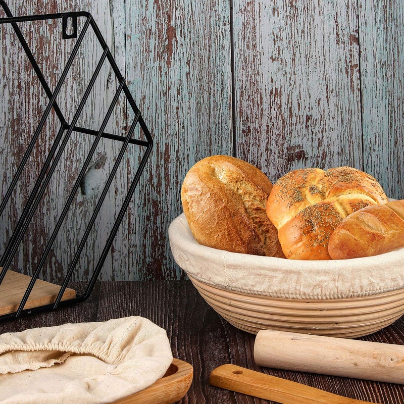 Tatuo 6 Pieces Round and Oval Bread Banneton Proofing Basket Cloth Liner Set 9 Inch and 10 Inch Brotform Proofing Cloth Liner Natural Rattan Baking Dough Baskets Cover for Baking Supplies - Image 5