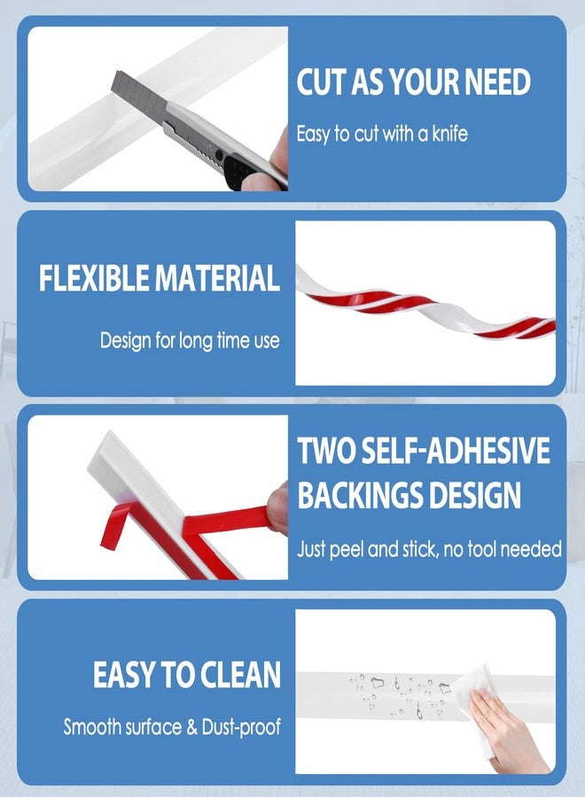 EYAYEN Flexible Quarter Round Molding Peel and Stick Rubber Quarter Round Trim Molding Self Adhesive Wall Corner Trim Molding for Wall Edge Corner Countertop, White, 1/2” W x 1/2” H x 39” L - Image 3