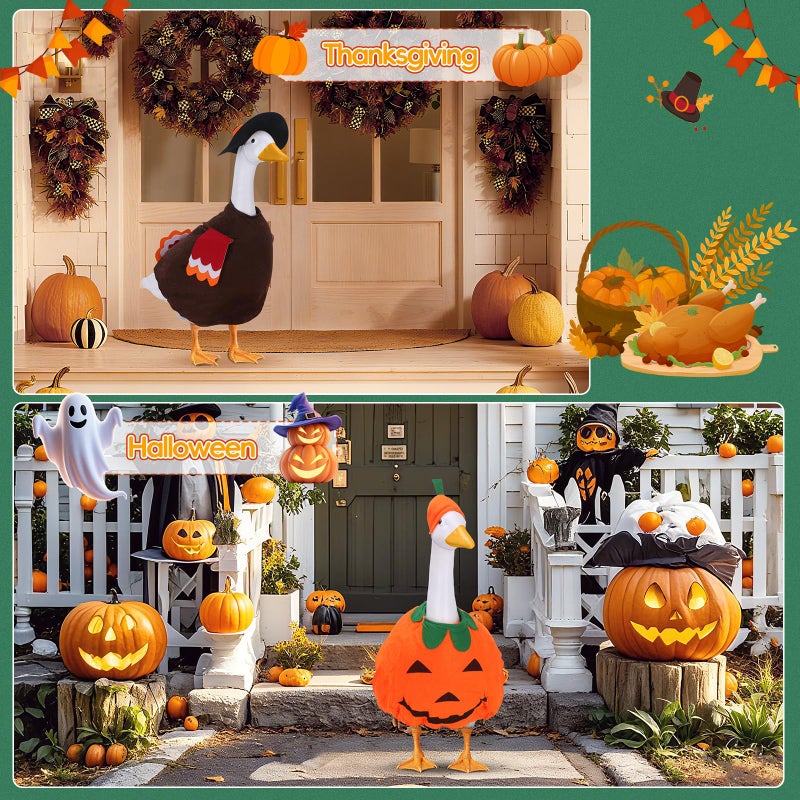 Ddeetodu 8 Set Porch Goose Outfits, Porch Goose Holiday Outfit, Christmas Fall Halloween Summer 4th of July Easter St. Patrick Valentine's Day Lawn Porch Goose Clothing for 23" Lawn Goose Patio Yard Decor - Image 5