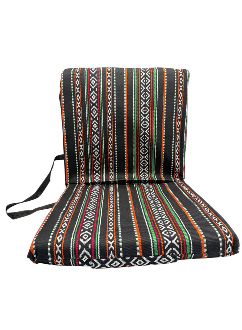 Floor Lounge Chair with a high back - Lightweight, Foldable, Sand Proof Polyester Beach & Camping Chair - Black - Image 1