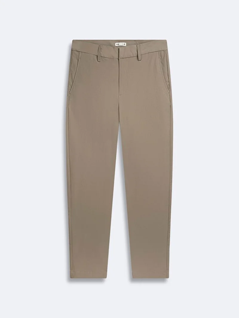 Men's Gabardine Regular Beige Trousers