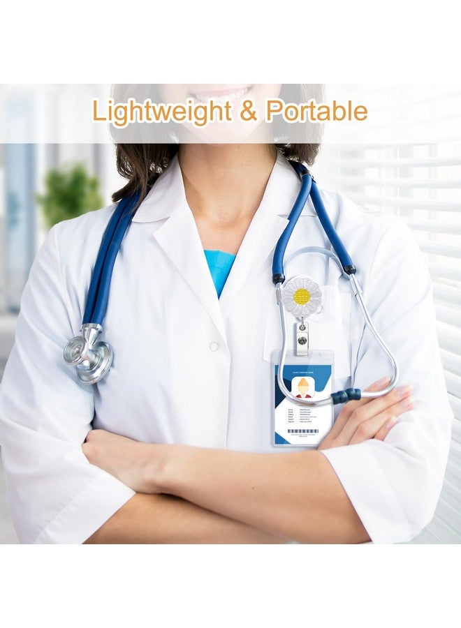 Soleebee 24'' Retractable Badge Holder, Embroider Sunflower Badge Reel with 360° Swivel Alligator Clip ID Name Badge Clip for Nurse Teacher Student (White) - Image 5