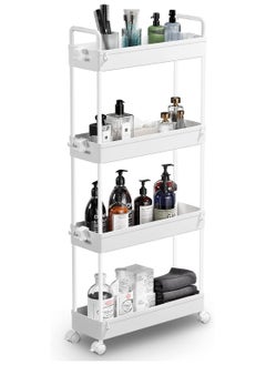 Chulovs Slim Storage Cart, 4 Tier Bathroom Organizer Mobile Shelving Unit, Rolling Utility Cart Slide Out Organizer for Kitchen, Bathroom, Laundry, Narrow Places  - Image 1
