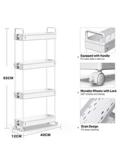 Chulovs Slim Storage Cart, 4 Tier Bathroom Organizer Mobile Shelving Unit, Rolling Utility Cart Slide Out Organizer for Kitchen, Bathroom, Laundry, Narrow Places  - Image 2