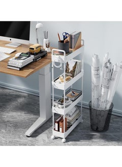 Chulovs Slim Storage Cart, 4 Tier Bathroom Organizer Mobile Shelving Unit, Rolling Utility Cart Slide Out Organizer for Kitchen, Bathroom, Laundry, Narrow Places  - Image 4