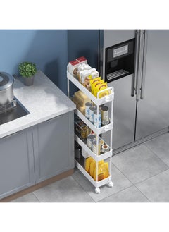 Chulovs Slim Storage Cart, 4 Tier Bathroom Organizer Mobile Shelving Unit, Rolling Utility Cart Slide Out Organizer for Kitchen, Bathroom, Laundry, Narrow Places  - Image 5