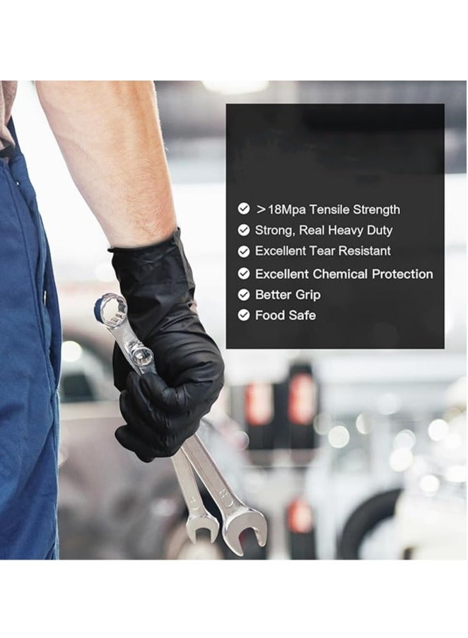M MIAOYAN 100 Pcs Black Disposable Nitrile Blend Gloves | High Elasticity & Durable | For Cleaning, Hairdressing, Tattoo, Food Use - Image 3