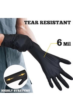 M MIAOYAN Disposable Nitrile Exam Gloves, 6-mil, Black, Heavy Duty Disposable Gloves, Cooking Gloves, Latex Free, Powder Free  - Image 2