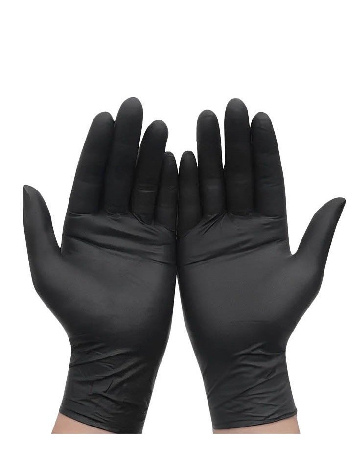 M MIAOYAN 100 Pcs Black Disposable Nitrile Blend Gloves | High Elasticity & Durable | For Cleaning, Hairdressing, Tattoo, Food Use - Image 1
