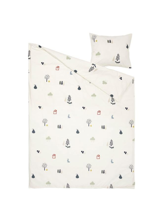 erorex Duvet cover and pillowcase, forest animal pattern/multicolour, 150x200/50x80 cm - Image 2