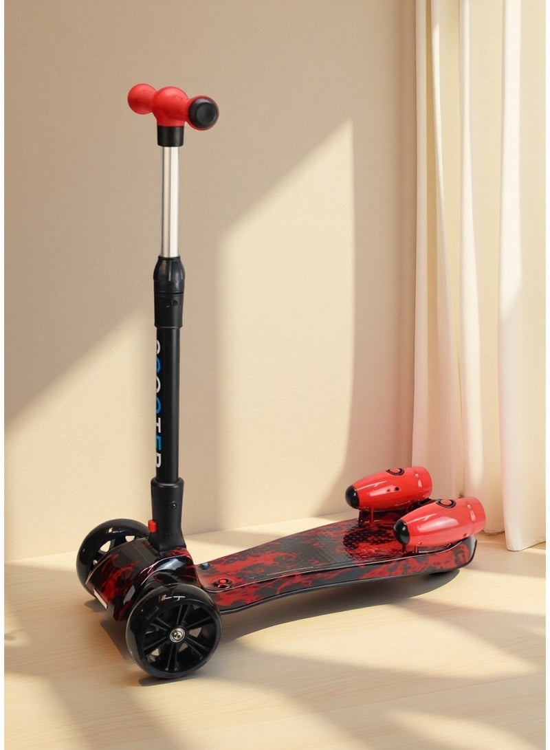 إيزي فيتشور سكوتر إيزي فيوتشر للأطفال من عمر 3 إلى 14 عامًا، بتصميم ثلاثي العجلات مع توجيه مائل، وعجلات بإضاءة LED، وموسيقى بلوتوث، ورذاذ ماء لتأثير الدخان - رحلة خارجية ممتعة وآمنة - Image 1